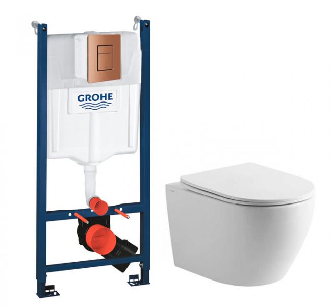 Lavabo Studio RIMless toiletpakke inkl. s&aelig;de m/soft-close, cisterne og kobber betjening