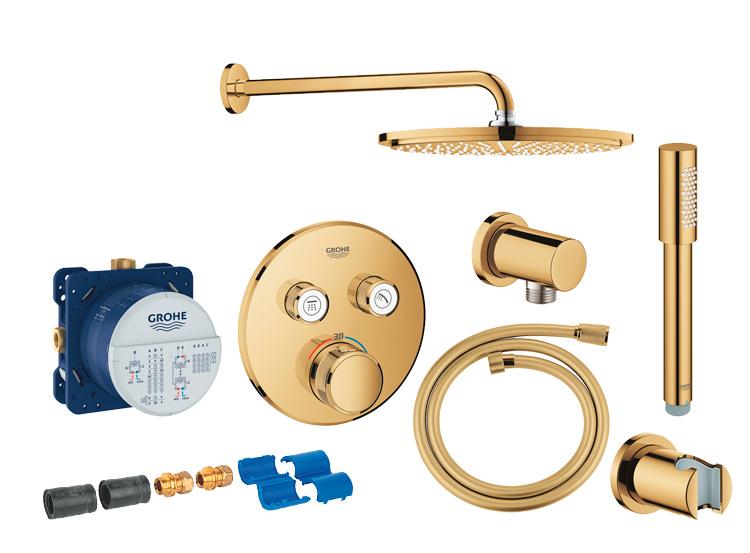 Grohe SmartControl komplet brusesystem m/Rainshower 310 hovedbruser t/indbygning - Poleret Cool Sunrise Grohe SmartControl komplet brusesystem m/Rainshower 310 hovedbruser t/indbygning - Poleret Cool Sunrise