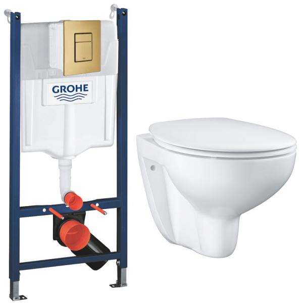 Grohe Bau Rimless toiletpakke inkl. sæde m/softclose, cisterne og messing betjening Grohe Bau Rimless toiletpakke inkl. sæde m/softclose, cisterne og messing betjening