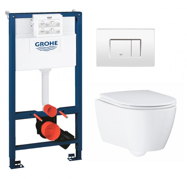 Grohe Essence Rimless toiletpakke inkl. sæde m/soft-close, mellem cisterne og hvid betjening Grohe Essence Rimless toiletpakke inkl. sæde m/soft-close, mellem cisterne og hvid betjening