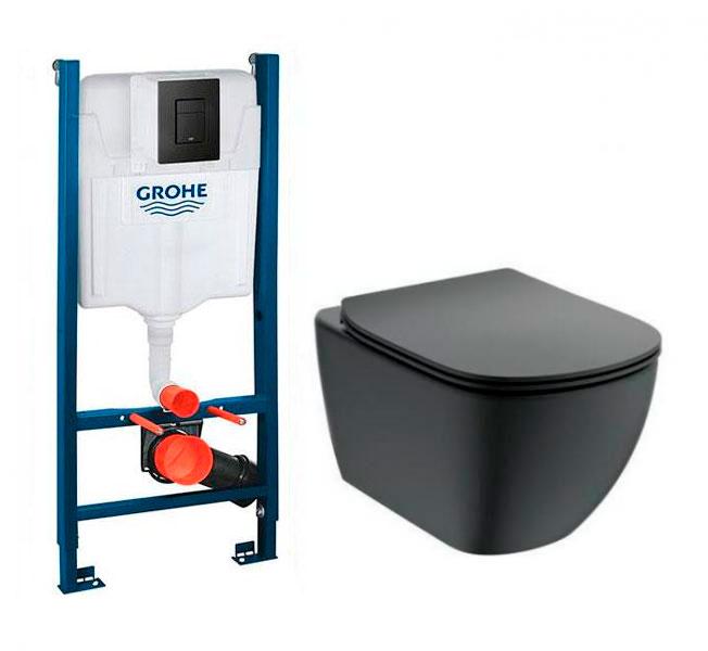 Ideal Standard Tesi mat sort toiletpakke inkl. sæde/soft-close, cisterne og mat sort betjening Ideal Standard Tesi mat sort toiletpakke inkl. sæde/soft-close, cisterne og mat sort betjening