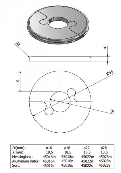 Metalwo Alu fit rosette Ø16 - Børstet kobber Metalwo Alu fit rosette Ø16 - Børstet kobber