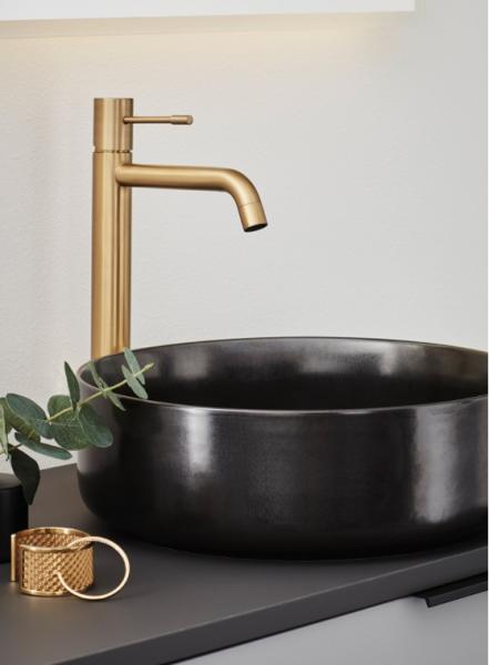 Hafa Fine h&aring;ndvaskbatteri til bowlevask - B&oslash;rstet messing