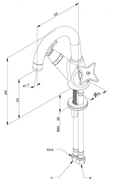 Toni h&aring;ndvaskbatteri med Krydsgreb - Krom
