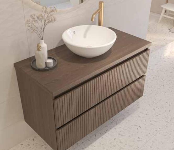 Sanibell Proline 80 møbelsæt m/bordplade og bowlevask - Terra eg Sanibell Proline 80 møbelsæt m/bordplade og bowlevask - Terra eg