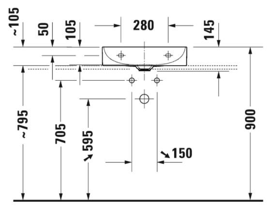 Duravit Durasquare 50 bowlevask op til væg - Uden hanehul - Uden overløb Duravit Durasquare 50 bowlevask op til væg - Uden hanehul - Uden overløb