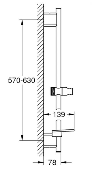 Grohe Smartactive brusestang 600 mm - B&oslash;rstet Cool Sunrise