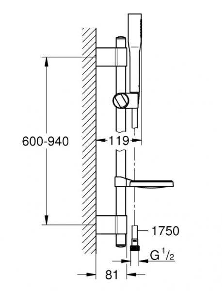 Grohe Euphoria Cosmopolitan brusestangssæt m/slim håndbruser Grohe Euphoria Cosmopolitan brusestangssæt m/slim håndbruser