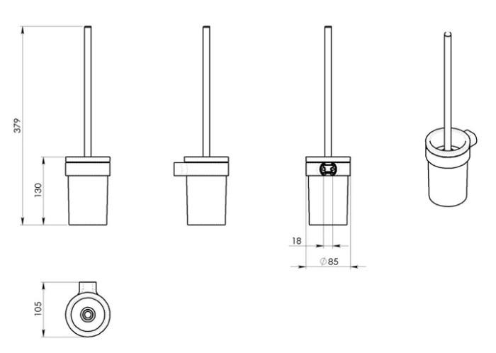 Hefe Piren toiletb&oslash;rste til v&aelig;g - Mat sort