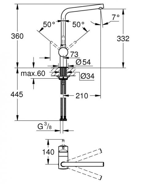 Grohe Minta k&oslash;kkenarmatur m/L-tud - Mat sort