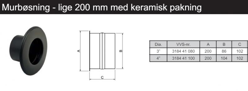 Metalbestos 100 mm murbøsning med roset Metalbestos 100 mm murbøsning med roset
