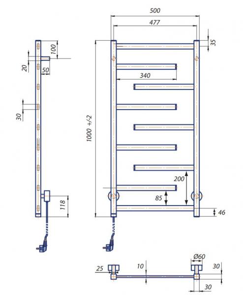 Kriss Luna h&aring;ndkl&aelig;det&oslash;rrer - 50X100 cm - Poleret rustfrit st&aring;l