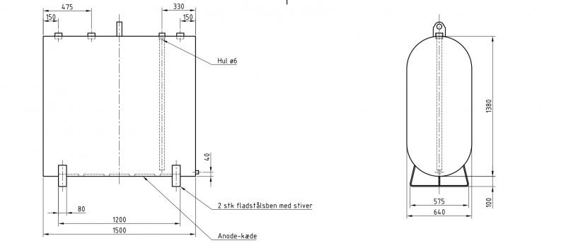 KN oval olietank 1200 C3 - Udend&oslash;rs