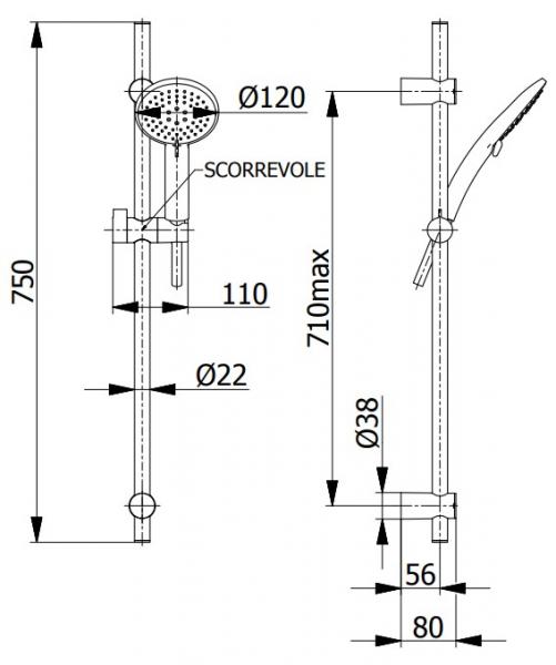 Cassøe brusesæt 70cm - Mat sort Cassøe brusesæt 70cm - Mat sort