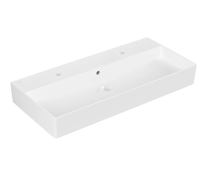 V&B Memento 2.0 100 h&aring;ndvask t/v&aelig;g - Med 2 hanehuller - Ceramic+