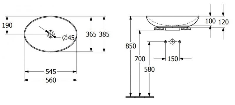V&B Loop&Friends 56 fritst&aring;ende bowlevask - Med overl&oslash;b