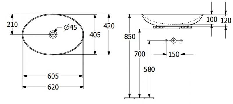 V&B Loop&Friends 62 fritst&aring;ende bowlevask - Med overl&oslash;b