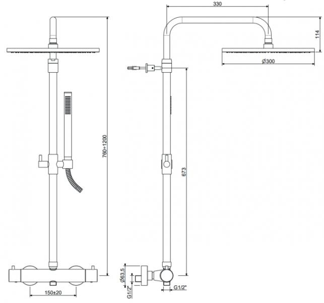 Lavabo Argo komplet bruses&aelig;t - Bruneret massiv messing
