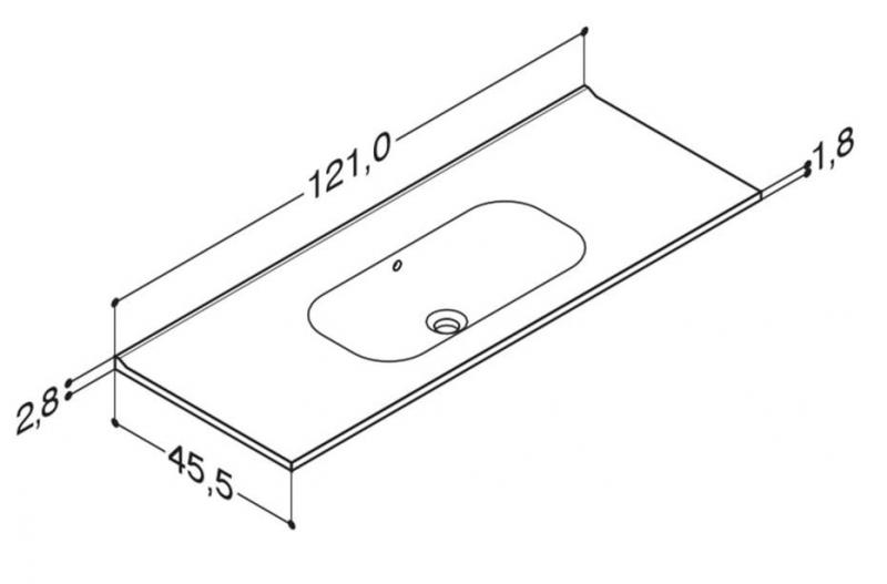 Dansani Luna Vask Kantate 121 cm porcelæn hvid u/hanehul Dansani Luna Vask Kantate 121 cm porcelæn hvid u/hanehul