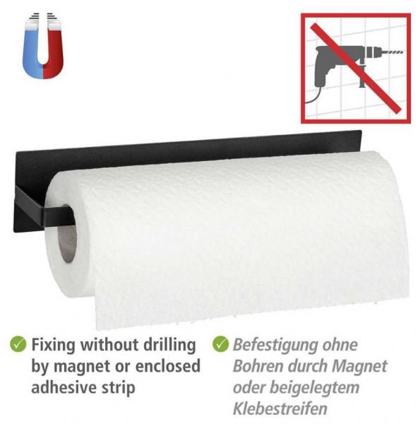 Wenko Ima køkkenrulleholder til væg - Mat sort - Skruefri Wenko Ima køkkenrulleholder til væg - Mat sort - Skruefri