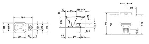 Duravit 1930 toilet uden cisterne - P-l&aring;s