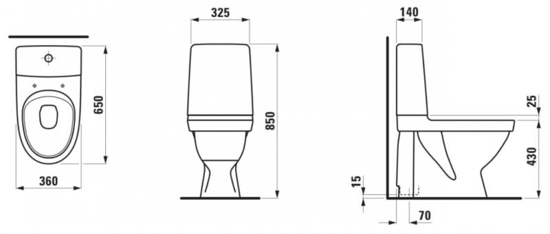 Laufen Kompas Rimless toilet med skjult S-lås - limning Laufen Kompas Rimless toilet med skjult S-lås - limning
