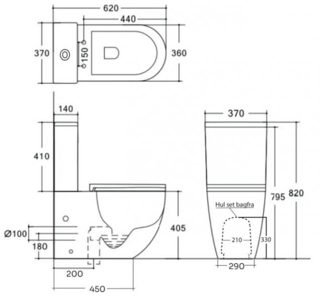 Lavabo Studio Back-To-Wall toilet m/soft close s&aelig;de Rimless - Hvid