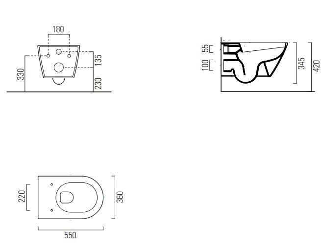 GSI Kube X 55 v&aelig;gh&aelig;ngt toilet m/Extraglaze+