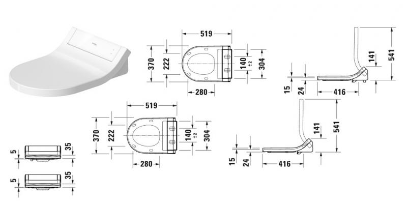 Duravit SensoWash Classic toilets&aelig;de m/douchefunktion, soft close