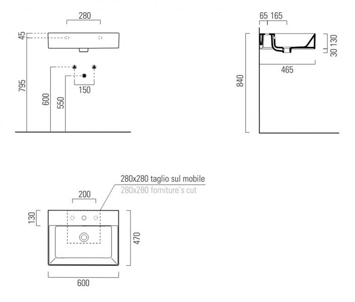 GSI Kube X 60 håndvask t/væg - ExtraGlaze GSI Kube X 60 håndvask t/væg - ExtraGlaze