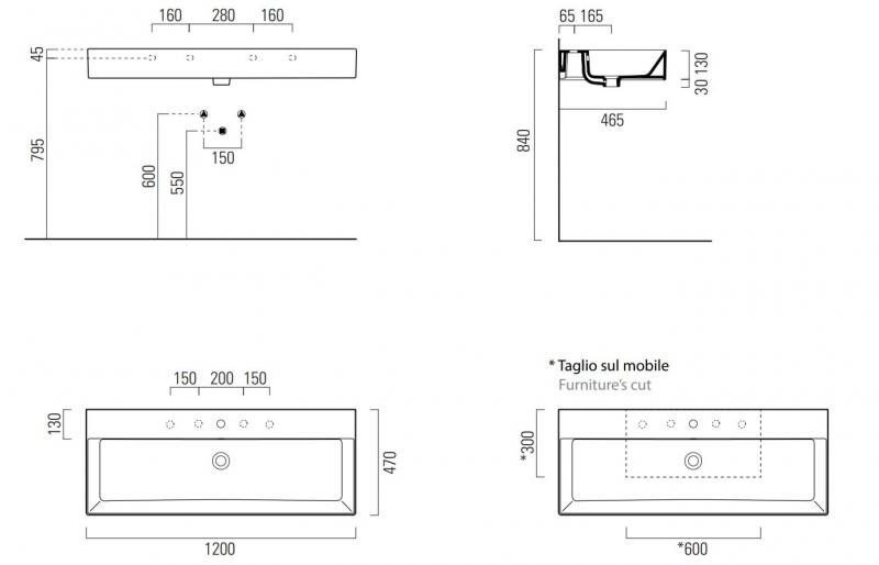 GSI Kube X 120 h&aring;ndvask t/v&aelig;g - ExtraGlaze