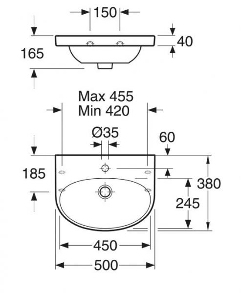Gustavsberg 5550 50 Nautic håndvask t/væg - Uden overløb - 1 hanehul Gustavsberg 5550 50 Nautic håndvask t/væg - Uden overløb - 1 hanehul