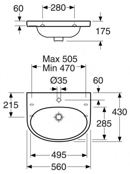 Gustavsberg Nautic 55 håndvask t/væg - Uden overløb - 1 hanehul - Ceramic+ Gustavsberg Nautic 55 håndvask t/væg - Uden overløb - 1 hanehul - Ceramic+