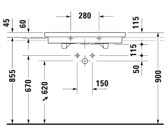 Duravit 2nd floor h&aring;ndvask m/1 hanehul
