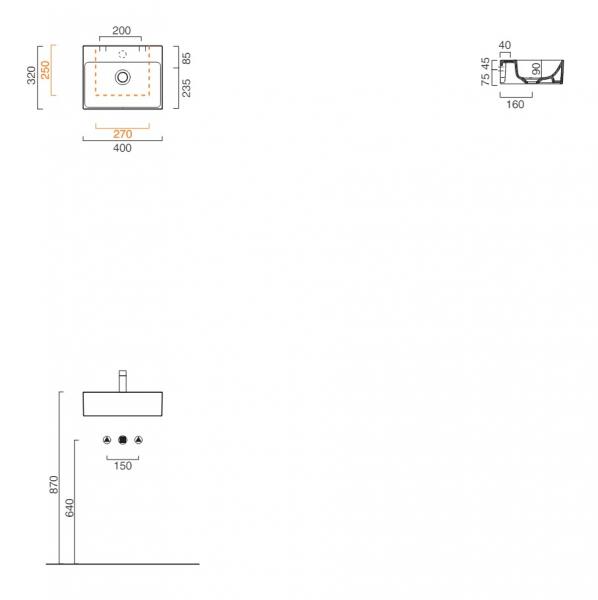Catalano Verso 40 håndvask t/væg eller møbel - Uden overløb - CataGlaze Catalano Verso 40 håndvask t/væg eller møbel - Uden overløb - CataGlaze