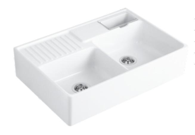 V&B 90 Evier Tradition dobbelt køkkenvask i porcelæn - Ceramic+ V&B 90 Evier Tradition dobbelt køkkenvask i porcelæn - Ceramic+