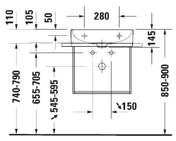 Duravit DuraSquare 50 stativ til h&aring;ndvask - V&aelig;gh&aelig;ngt - Mat sort