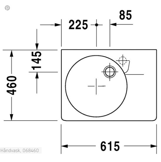 Duravit Scola 60 h&aring;ndvask t/v&aelig;g eller m&oslash;bel - Vask i venstre side - Forlokket hanehul