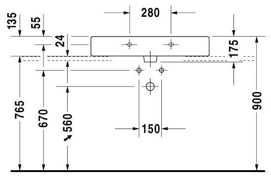 Duravit Vero 80 bowlevask op til v&aelig;g - Uden hanehul