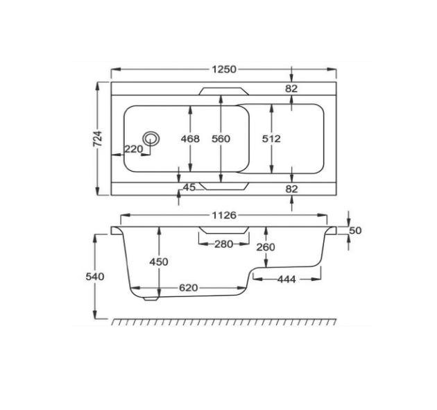 Strømberg Urban siddebadekar 1250x725 m/carronite Strømberg Urban siddebadekar 1250x725 m/carronite