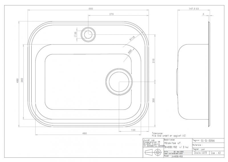 Intra Juvel MK480B k&oslash;kkenvask med strainer