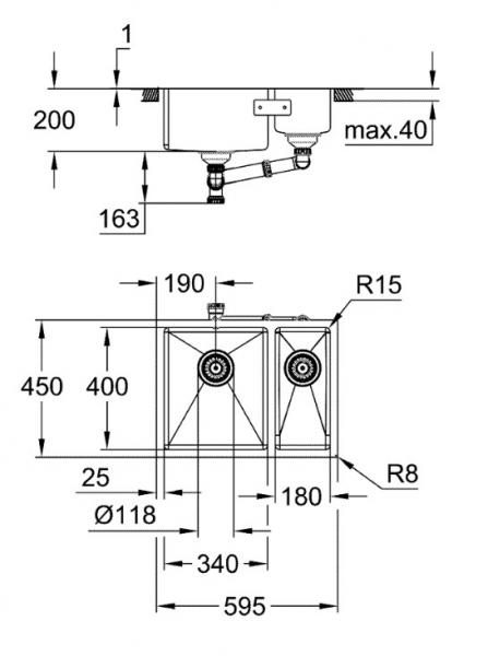 Grohe K700U k&oslash;kkenvask m/skyllesk&aring;l - Rustfrit st&aring;l