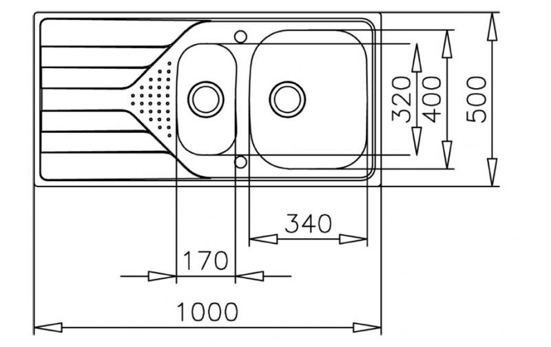 Intra UNI150D køkkenvask m/afløbsbakke og skylleskål - Nedfældning Intra UNI150D køkkenvask m/afløbsbakke og skylleskål - Nedfældning