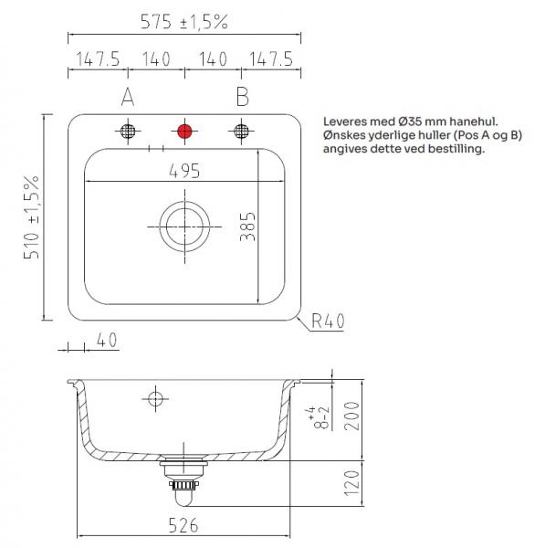 Lavabo Juna 57 køkkenvask i keramik - Hvid/krom Lavabo Juna 57 køkkenvask i keramik - Hvid/krom
