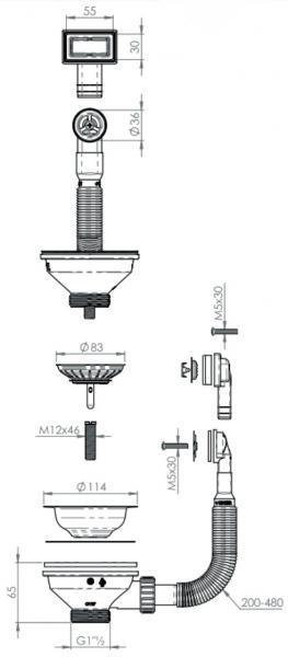 Lavabo universal bundventil til k&oslash;kkenvask - Messing/Guld