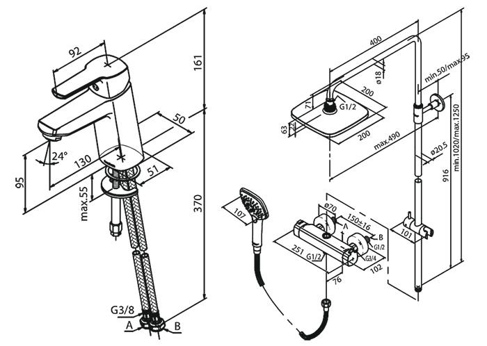 Damixa Pine komplet pakke til badeværelset - Mat sort Damixa Pine komplet pakke til badeværelset - Mat sort