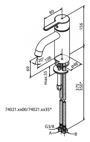 Damixa Silhouet S h&aring;ndvaskbatteri u/bundventil - B&oslash;rstet grafitgr&aring;