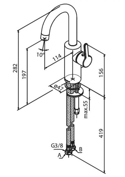 Damixa Silhouet Piccolo h&aring;ndvaskarmatur m/C-tud - Krom