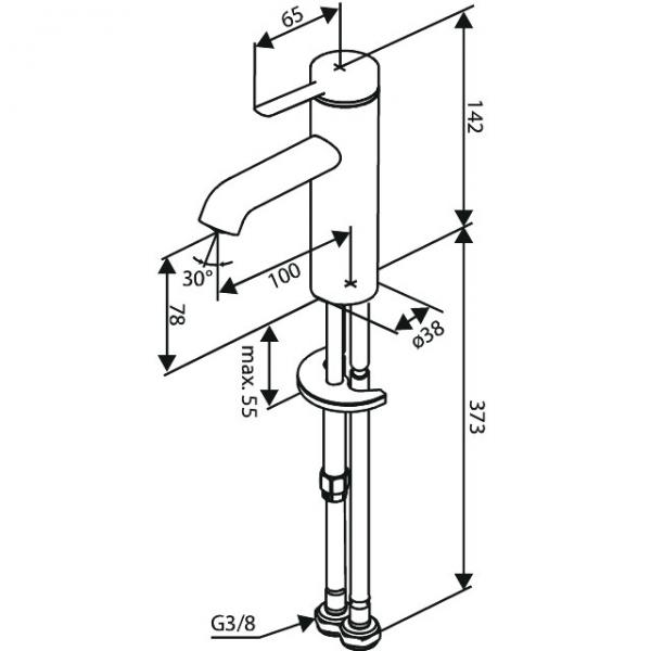 Damixa Iris S h&aring;ndvaskarmatur u/bundventil m/koldstart - Krom