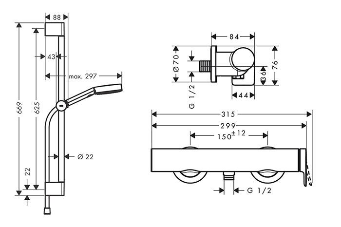 hansgrohe Vivenis komplet pakke til badeværelse - Krom hansgrohe Vivenis komplet pakke til badeværelse - Krom